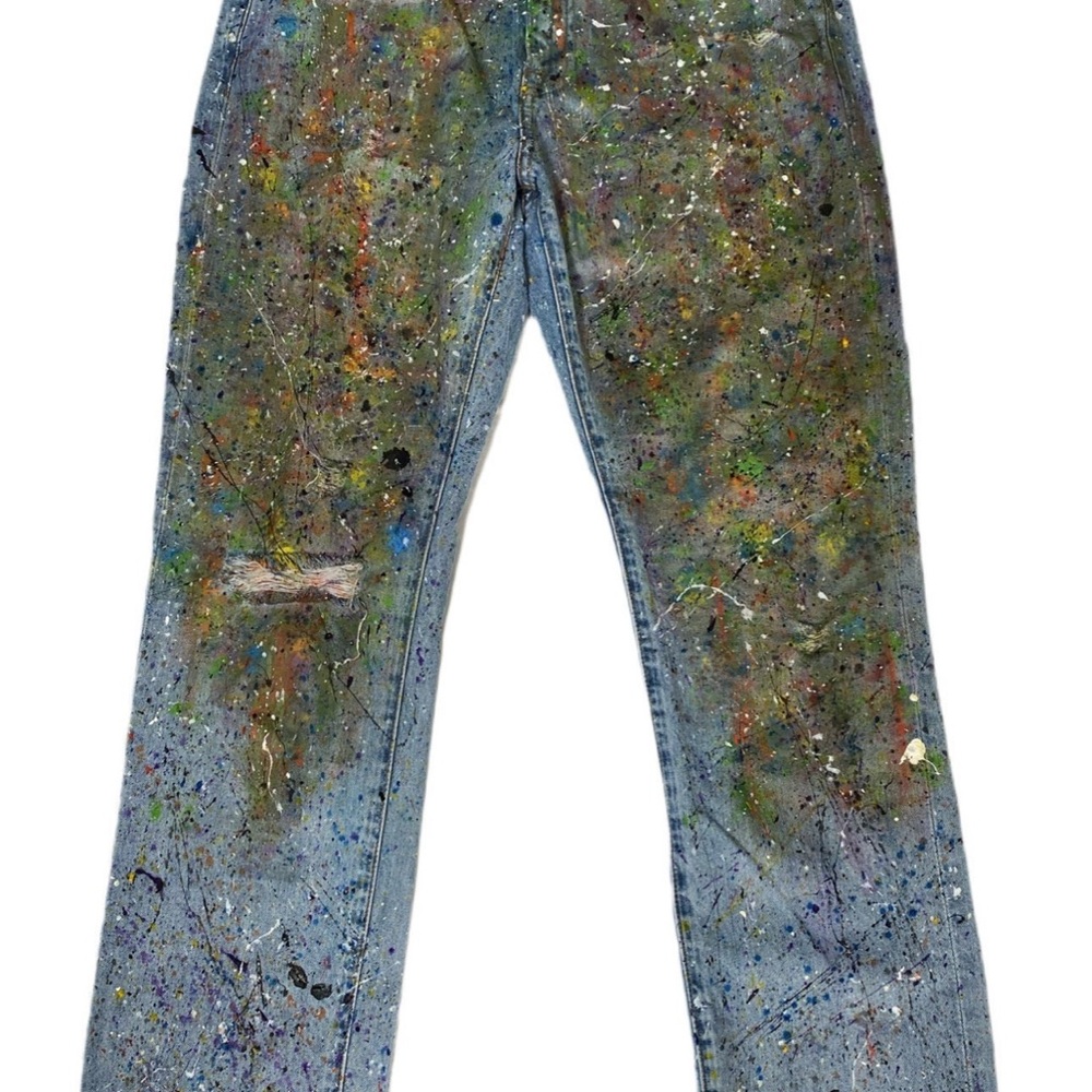 Artistic Paint-Splatter Jeans